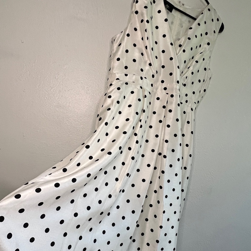 Black Label by Evan Picone white & black sleeveless polka dot dress, Sz 12. EUC. - Picture 5 of 7